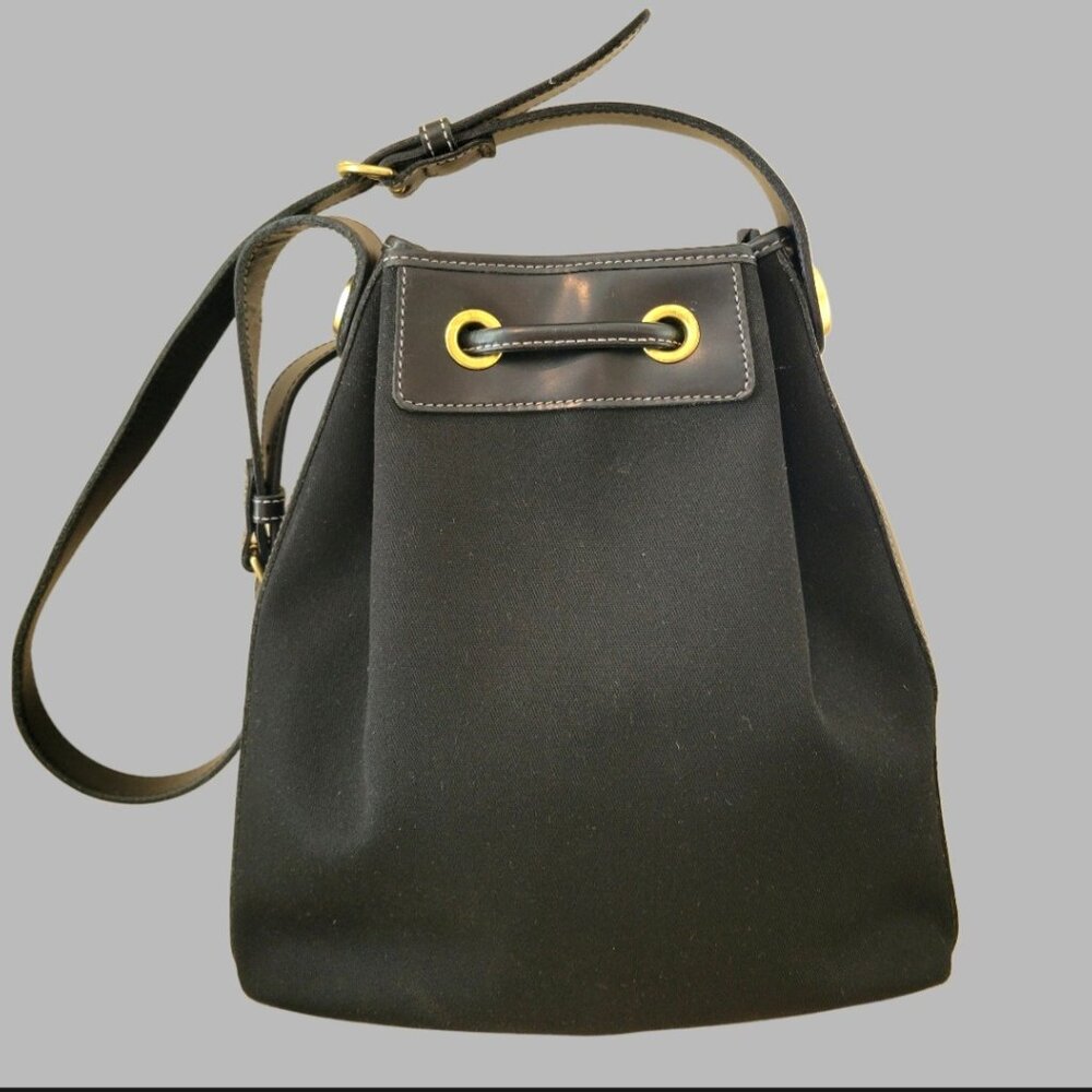 Vintage Dooney & Bourke Black Canvas Drawstring Tote | Made in USA - Picture 3 of 16